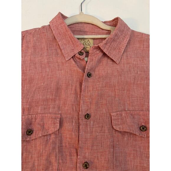 100% Linen Jos. A Banks Mens Large button up shirt resort casual coastal - Picture 7 of 8